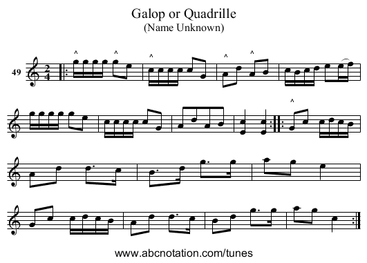 Galop or Quadrille - staff notation