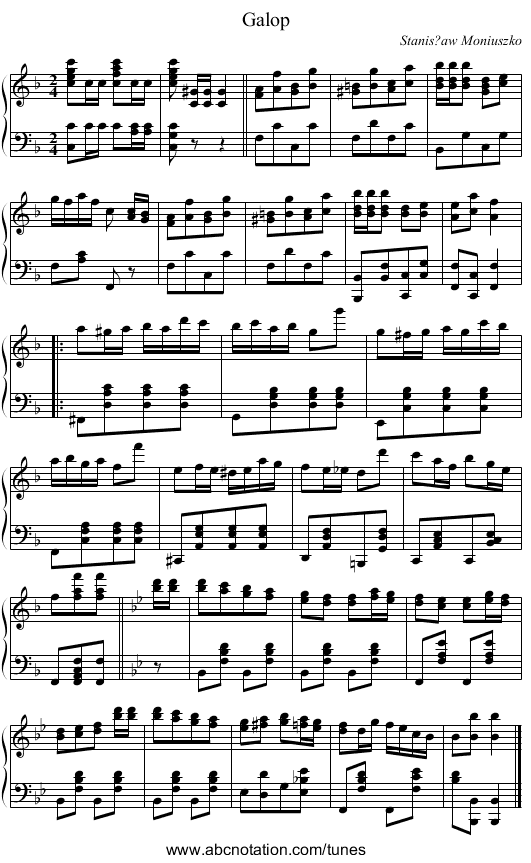 Galop - staff notation