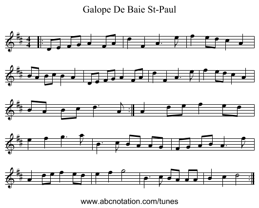 Galope De Baie St-Paul - staff notation