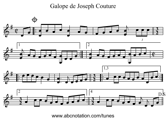 Galope de Joseph Couture - staff notation