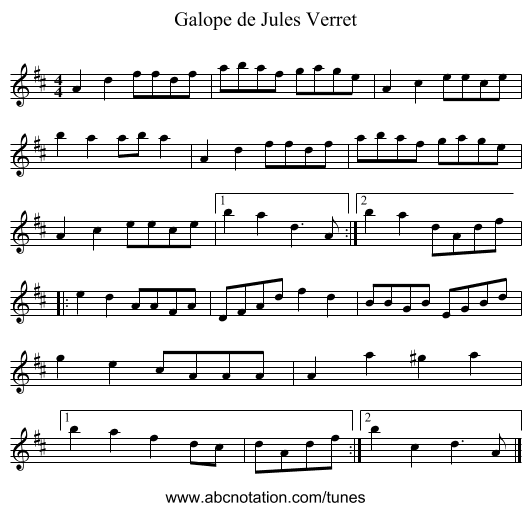 Galope de Jules Verret - staff notation