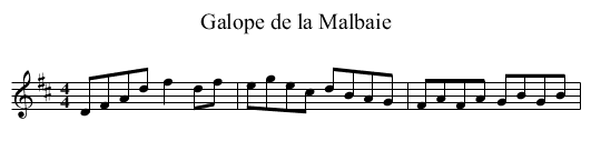 Galope de la Malbaie - staff notation