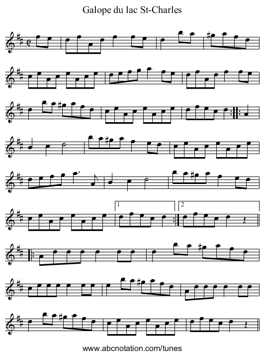 Galope du lac St-Charles - staff notation