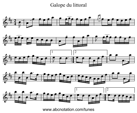 Galope du littoral - staff notation