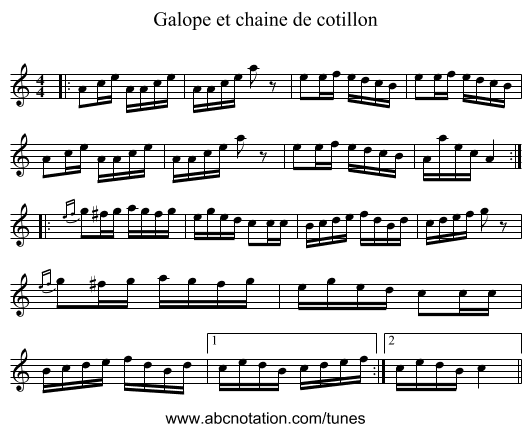 Galope et chaine de cotillon - staff notation