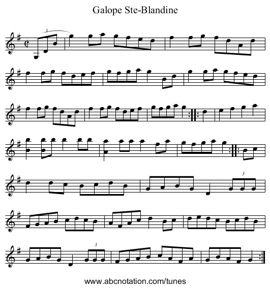 Galope Ste-Blandine - staff notation