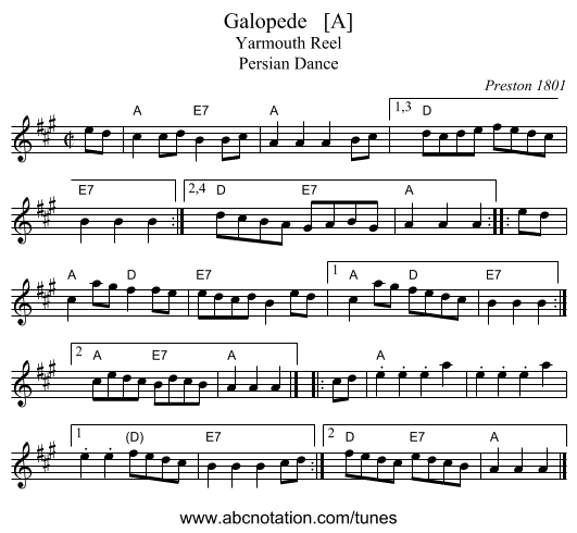 Galopede   [A] - staff notation