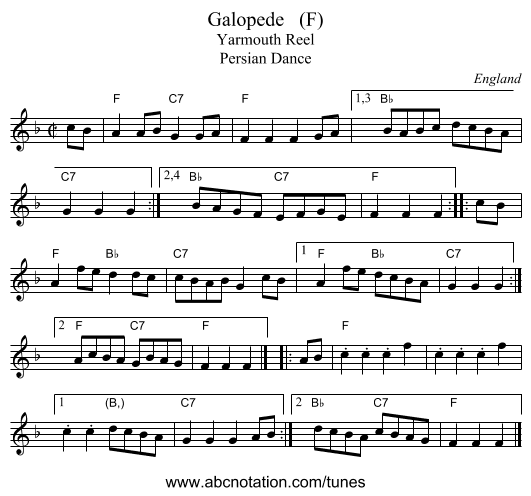 Galopede   (F) - staff notation