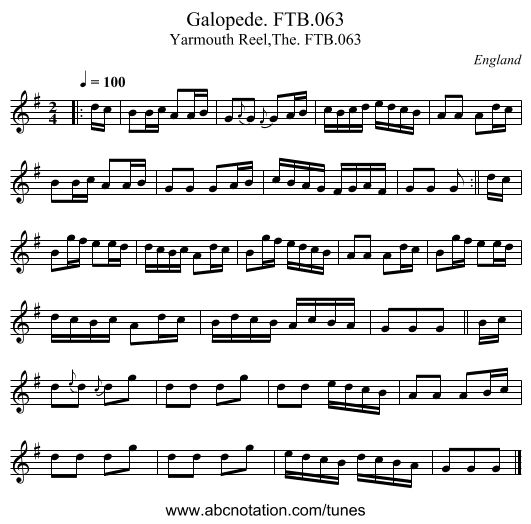 Galopede. FTB.063 - staff notation