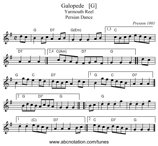 Galopede   [G] - staff notation
