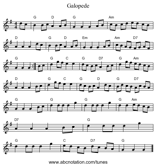 Galopede - staff notation
