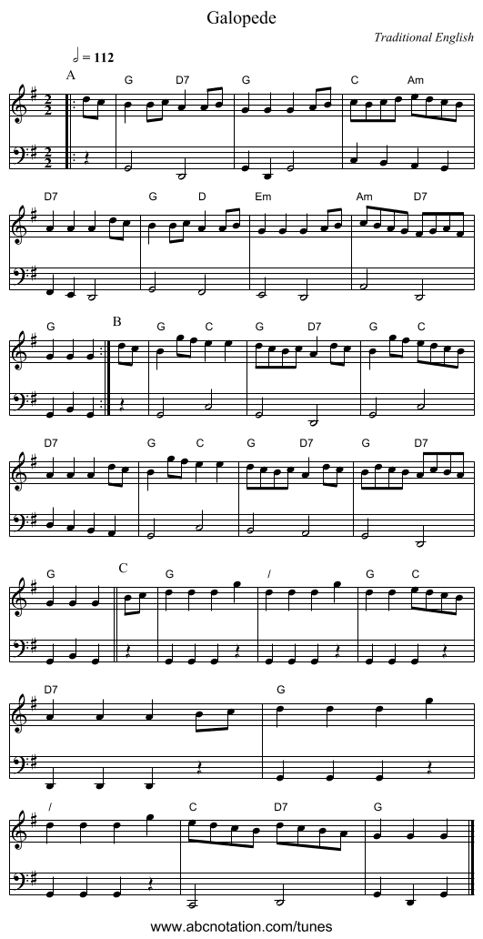 Galopede - staff notation