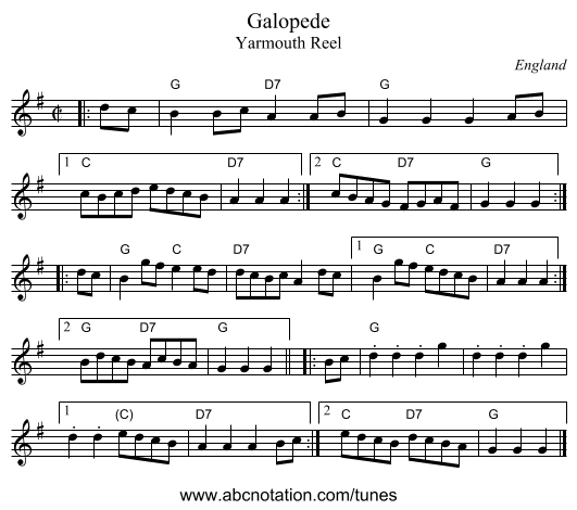 Galopede - staff notation