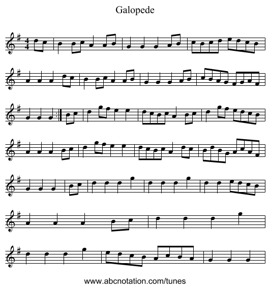 Galopede - staff notation