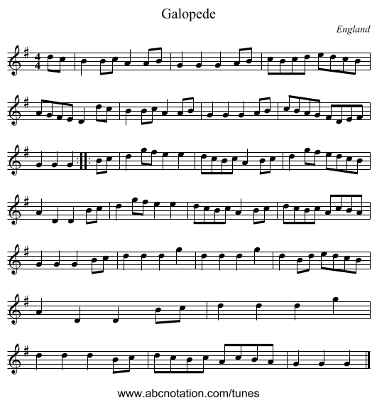 Galopede - staff notation