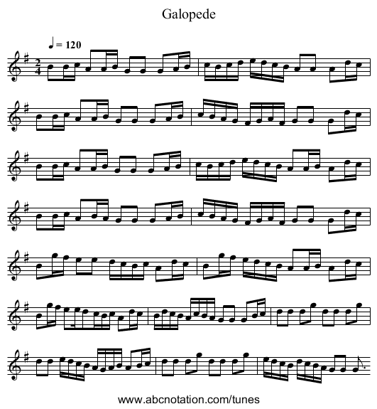 Galopede - staff notation