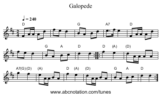 Galopede - staff notation