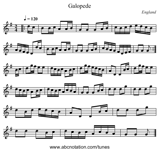Galopede - staff notation