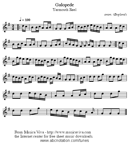 Galopede - staff notation