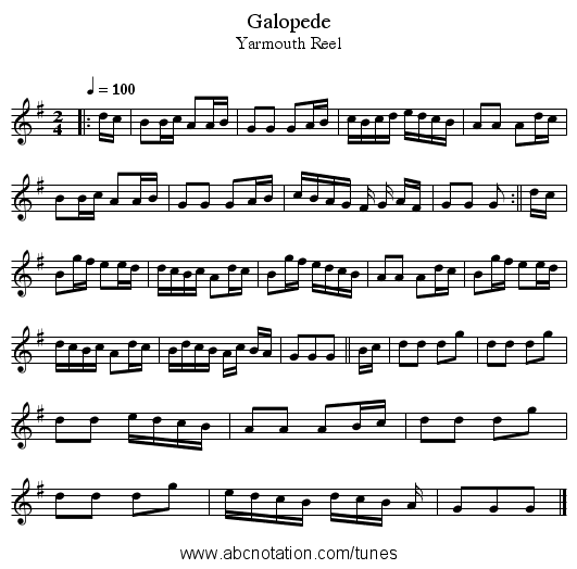 Galopede - staff notation