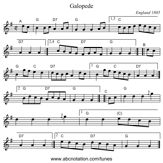 Galopede - staff notation