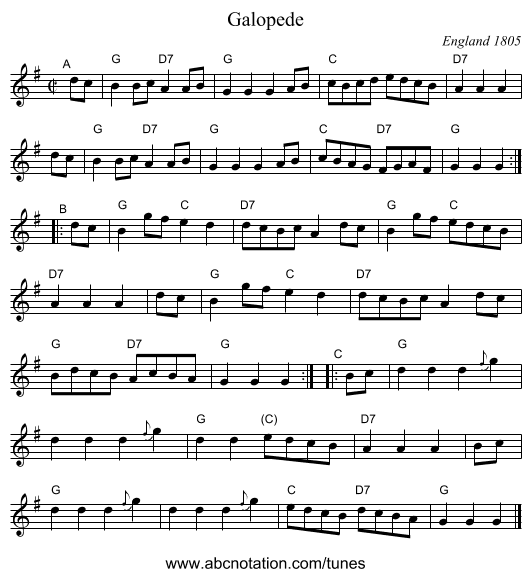 Galopede - staff notation