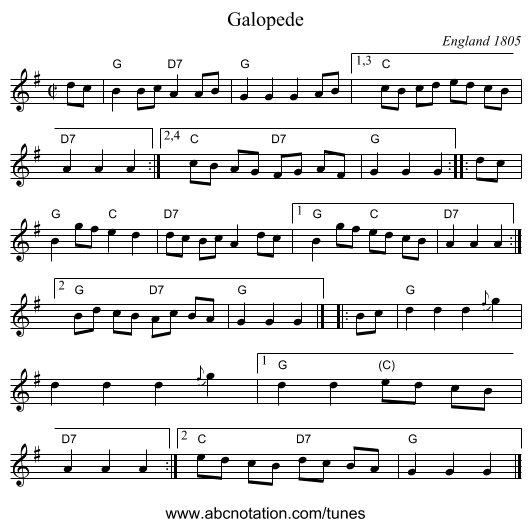 Galopede - staff notation