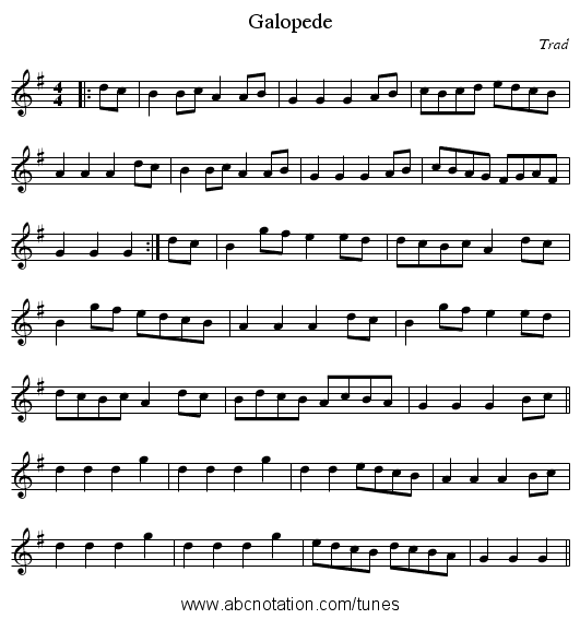 Galopede - staff notation