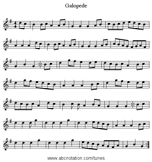 Galopede - staff notation