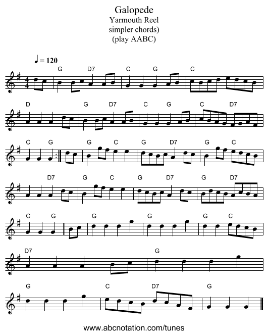 Galopede - staff notation