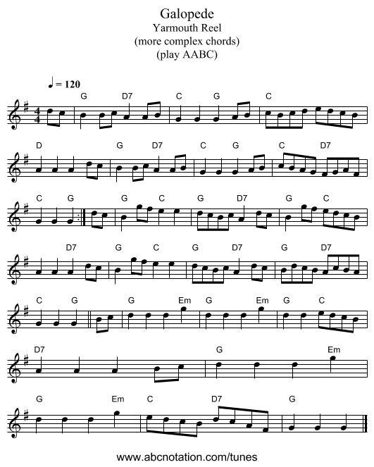 Galopede - staff notation