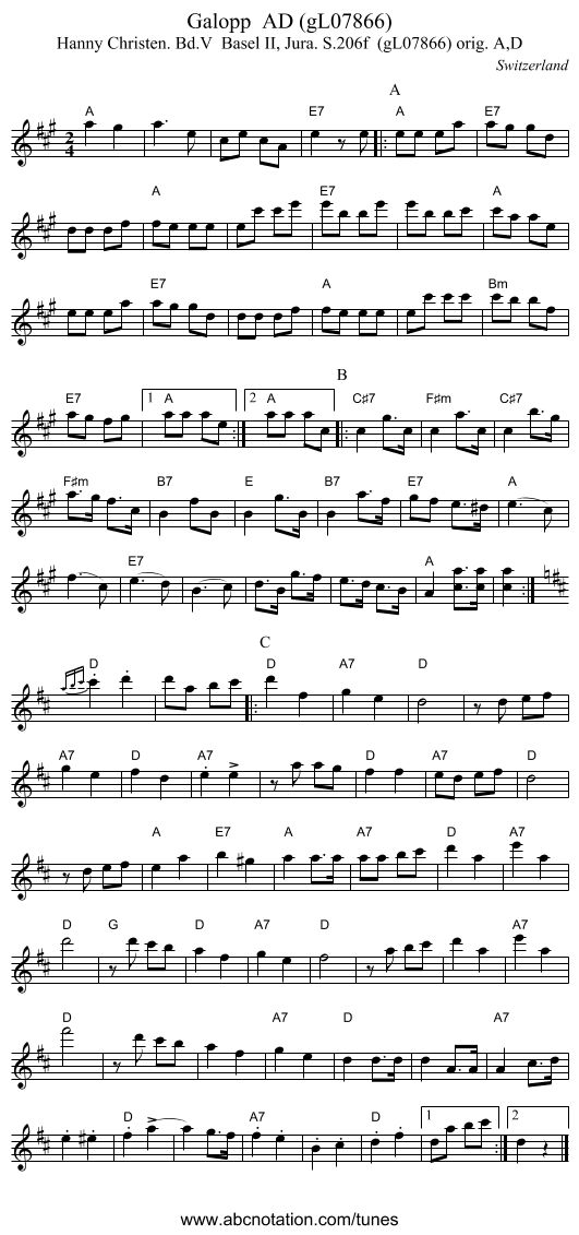 Galopp AD (gL07866) - staff notation