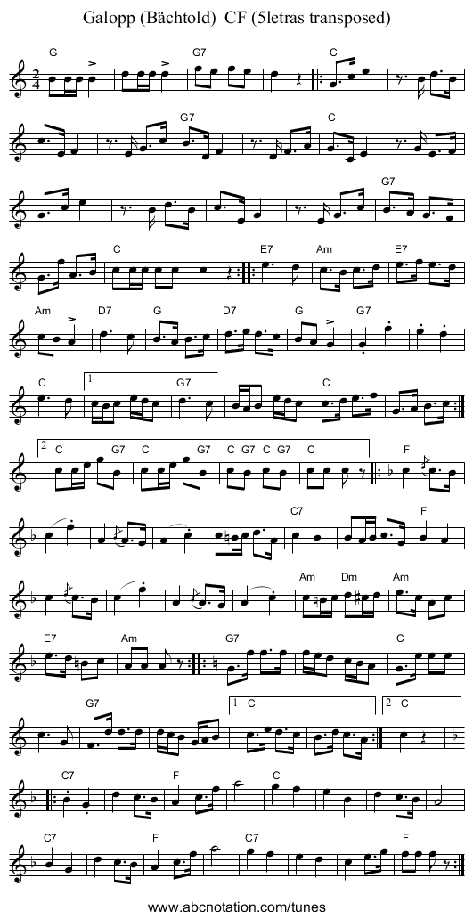 Galopp (B&auml;chtold)  CF (5letras transposed) - staff notation