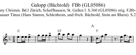 Galopp (B&auml;chtold)  FBb (GL05086) - staff notation