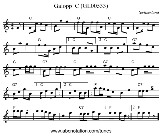 Galopp  C (GL00533) - staff notation