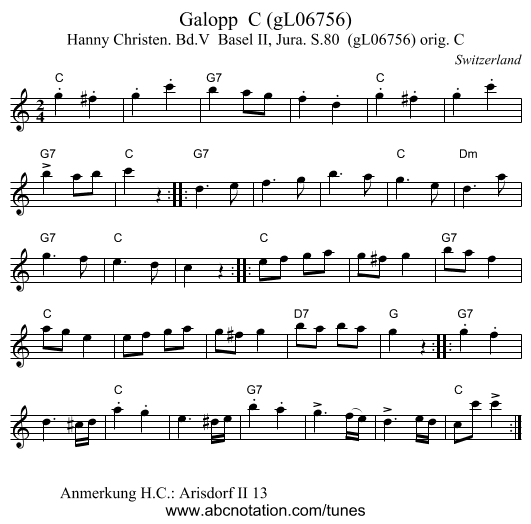 Galopp  C (gL06756) - staff notation