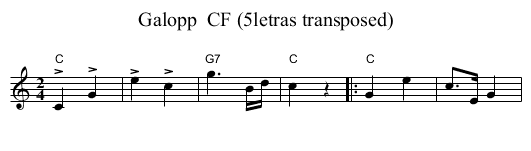 Galopp  CF (5letras transposed) - staff notation