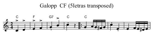 Galopp  CF (5letras transposed) - staff notation