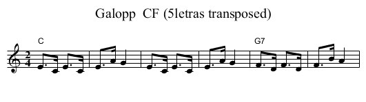 Galopp  CF (5letras transposed) - staff notation