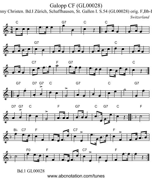 Galopp CF (GL00028) - staff notation