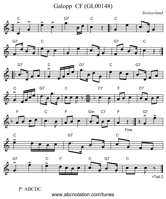 Galopp CF (GL00148) - staff notation