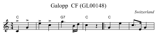 Galopp  CF (GL00148) - staff notation