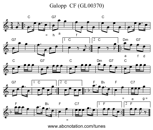 Galopp  CF (GL00370) - staff notation