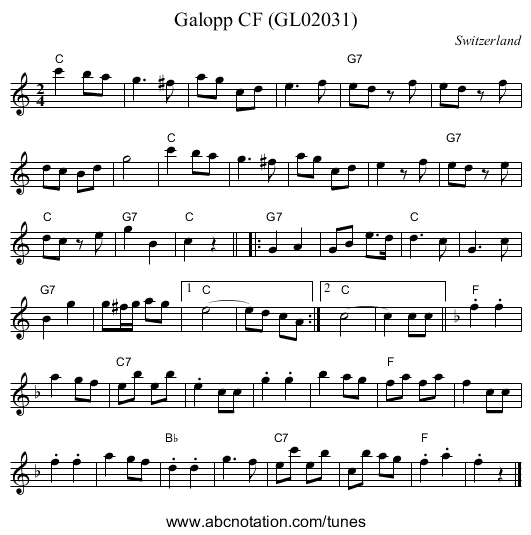 Galopp CF (GL02031) - staff notation