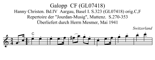 Galopp  CF (GL07418) - staff notation