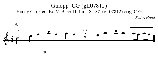 Galopp  CG (gL07812) - staff notation