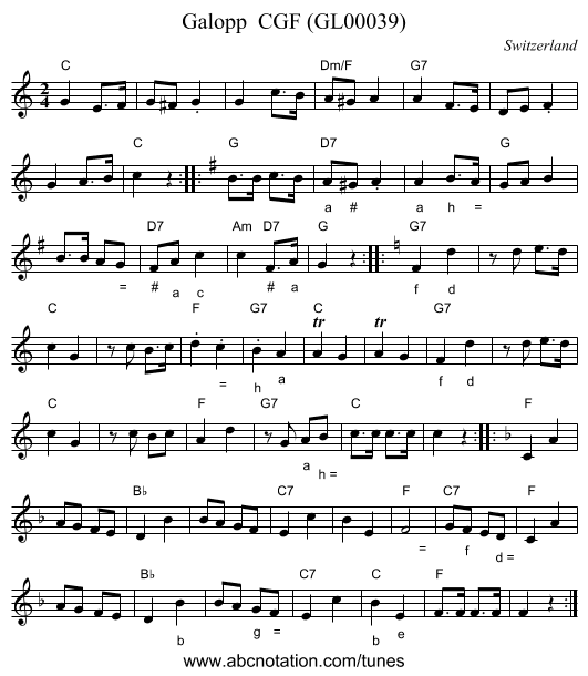 Galopp CGF (GL00039) - staff notation