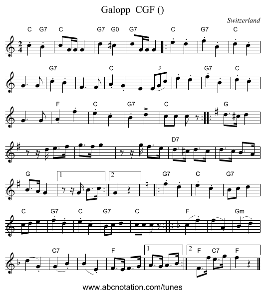 Galopp  CGF () - staff notation