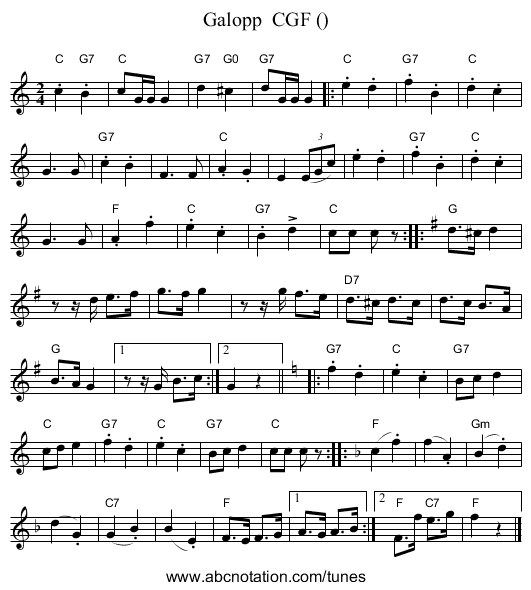 Galopp  CGF () - staff notation