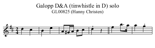 Galopp D&A (tinwhistle in D) solo - staff notation